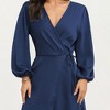 Anna-Kaci Women's Long Sleeve Wrap Midi Dress with V-Neckline and Side Tie Waist - 4 of 4