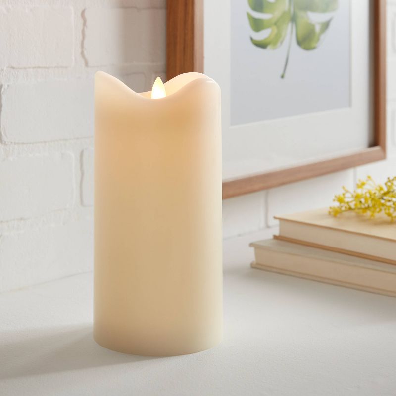 8&#34; x 4&#34; LED Flickering Flame Candle Cream - Threshold&#8482;, 3 of 9
