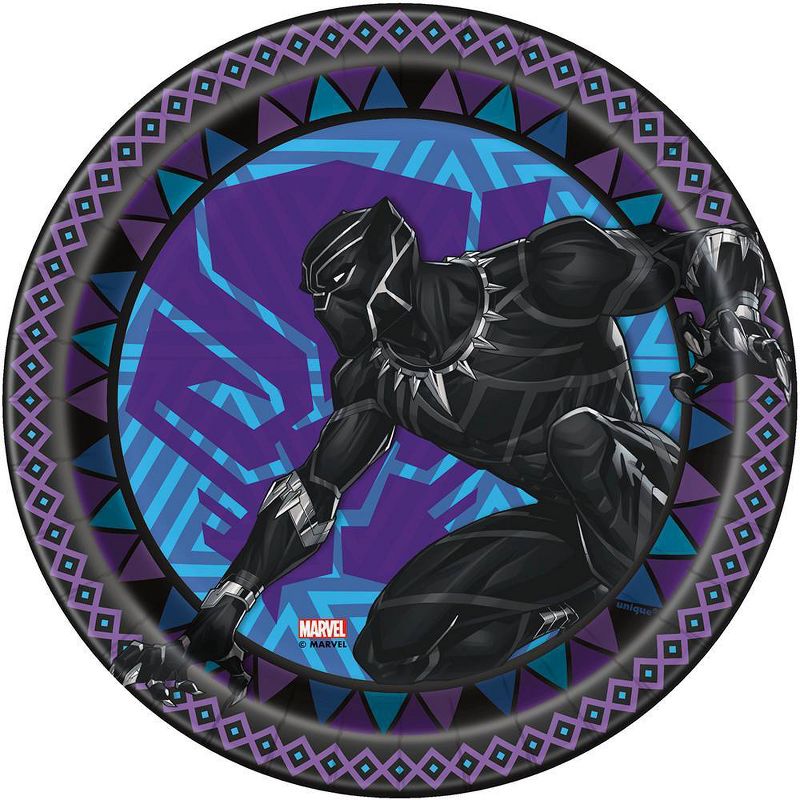8ct Black Panther Paper Plates White, 1 of 4