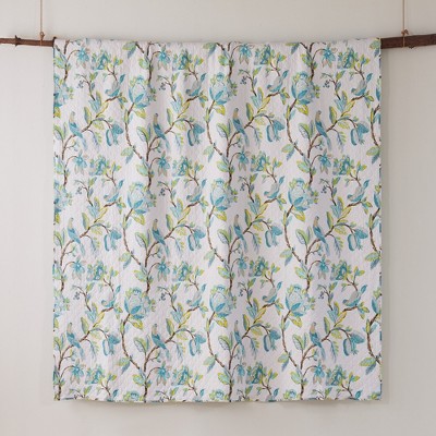 Full Blue Cotton Reversible Quilt and Sham Set
