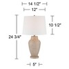 360 Lighting Rupert Rustic Farmhouse Table Lamp 24 3/4" High Beige Hammered Off White Linen Drum Shade for Bedroom Living Room Bedside Nightstand Home - 4 of 4