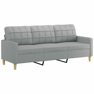 vidaXL Fabric 3-Seater Sofa in Light Gray - Comfortable and Stylish with Sturdy Metal Frame for Living Room, Lounge, Office Seating - 1 of 4