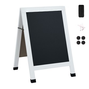 Tableau noir magnétique double face Sunnydaze en forme de A avec cadre en pin - 30" x 20" - 1 of 4