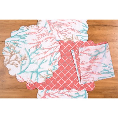 Seafoam Coral Cotton Rectangular Placemats Set of 6