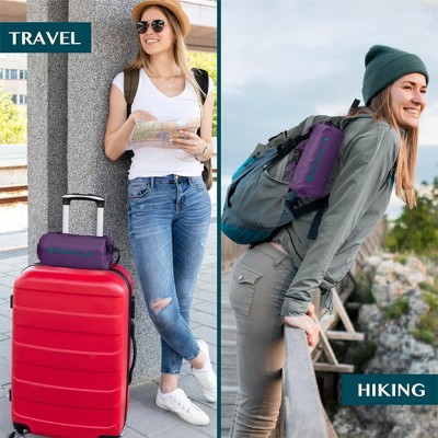 Purple Microfiber Packable Travel Blanket with Carry Bag