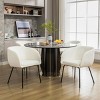 Set Of 2 Dining Chairs with Black Metal Legs,Boucle Fabric Dining Chair with Wing Back, Leisure Armchair Upholstered Accent Kitchen Chairs-Cuddlewood - 2 of 4