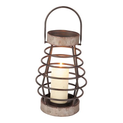 Small Rustic Cage Wire Metal Pillar Candle Holder - Foreside Home ...