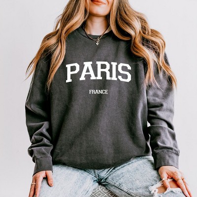 Simply Sage Market Women's Lightweight Garment Dyed Graphic Sweatshirt Paris France Varsity