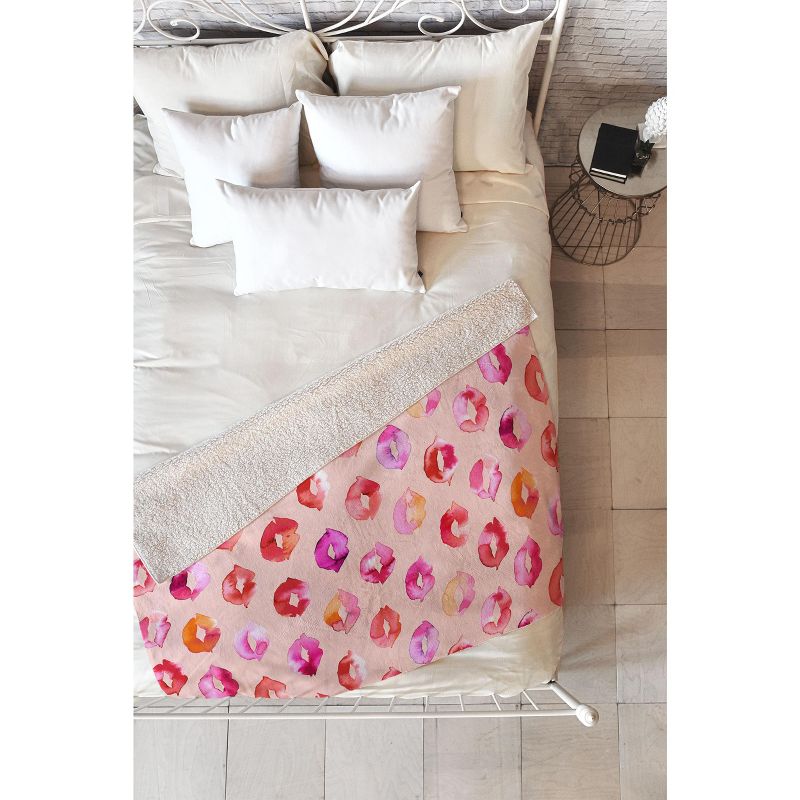 Ninola Design Sweet Pink Lips Fleece Blanket, 50x60 - Deny Designs, 1 of 3