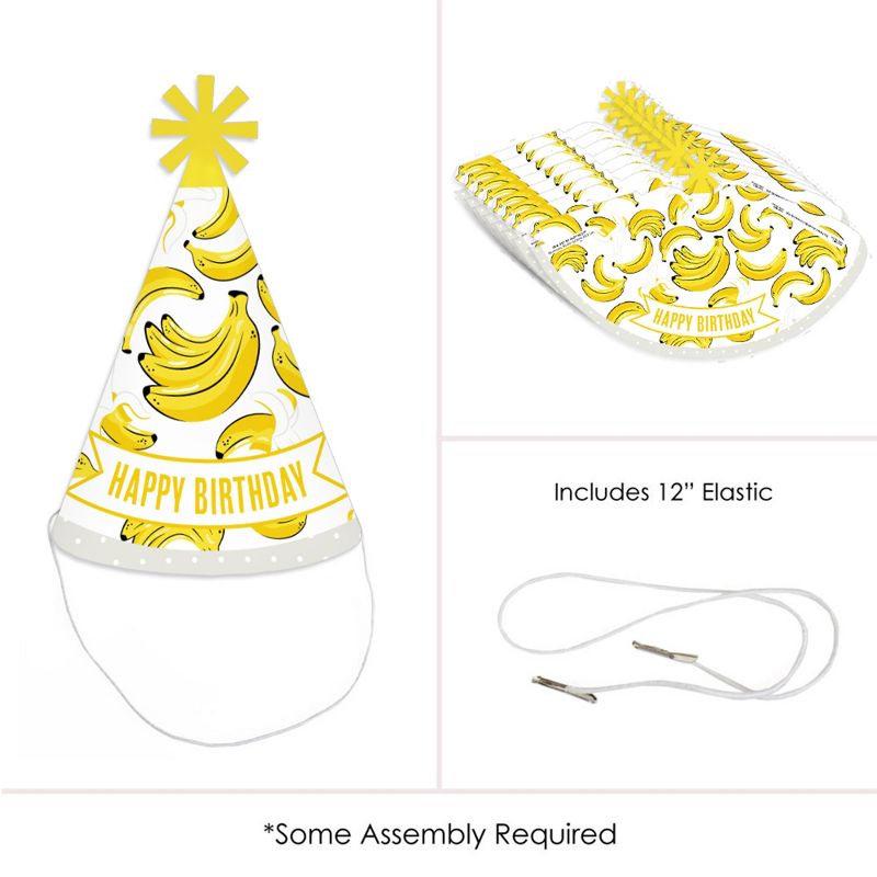 Big Dot of Happiness Let’s Go Bananas - Cone Happy Birthday Party Hats for Kids and Adults - Set of 8 (Standard Size), 5 of 8