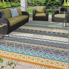 Reversible Outdoor Plastic Straw Rug - Waterproof Bohemian Area Mat for Patio, RV, Balcony, Camping, Easy Clean Picnic Mat - 2 of 4