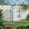 Outsunny 56" x 29" x 77" Walk-in Greenhouse Kit, Portable Green House with 3 Tier Shleves, Roll-Up Door, PE Cover for Backyard Garden - image 3 of 4