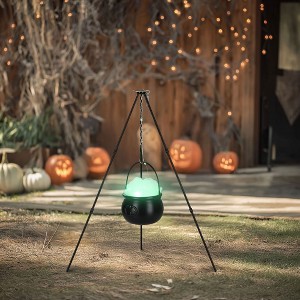 Yescom Halloween Witches Cauldron 31" Tripod Hanging Black Pot LED Light Adjustable Chain Hook Decoration - 1 of 4