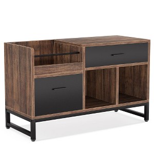 Resenkos File Cabinet, Filing Cabinet for Home Office, 39 inch File Cabinet, Rustic Lateral Filing Cabinet with 2 Drawers,Brown - 1 of 3