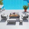 6-Piece Outdoor Modular Patio Furniture Set with Rope Weave Sofas,Table with Ice Box, Thick Cushions, Adjustable Feet - 2 of 4