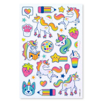 54ct Back to School Stickers for Kids' Unicorn and Rainbow