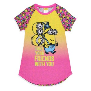 Girls' Despicable Me Minions Take Your Friends With You Nightgown Pajama Multicolored - 1 of 4