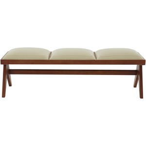Rosselli Vegan Leather Bench - SFV5079 - Cream/Walnut - Safavieh Couture - 1 of 4