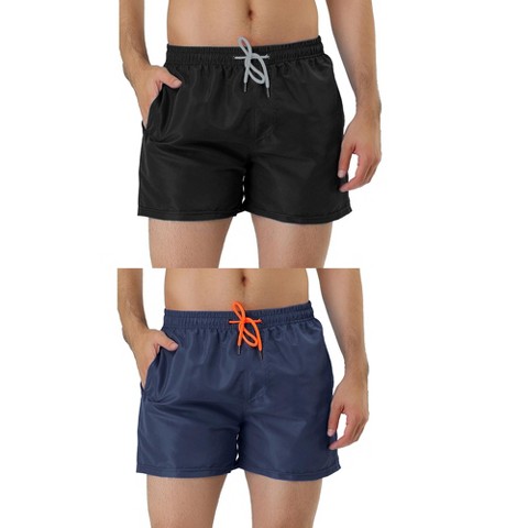 Мужские шорты Lars Amadeus Summer Cool Drawstring Waist Solid Swimsuit Board Shorts 2 Packs Light Green/Royal Blue 30, цвет: Чёрный