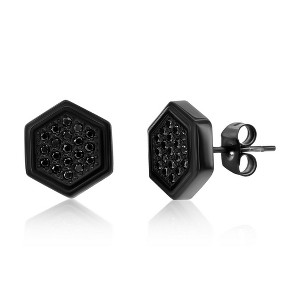 Metallo Stainless Steel, Hexagon CZ Suds - Black Plated - Black - 1 of 2