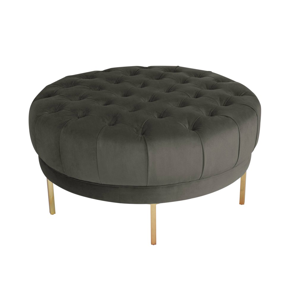 36 Large Round Tufted Ottoman Velvet Pewter - HomePop was $389.99 now $292.49 (25.0% off)