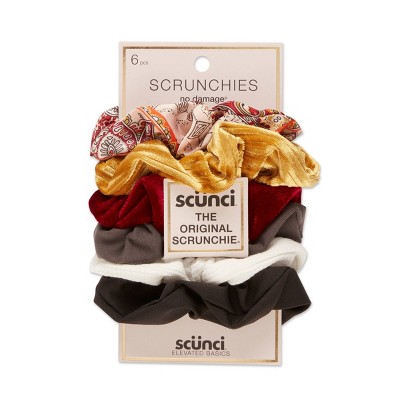 scunci Basics Fashion Scrunchies with Mustard Velvet - 6ct