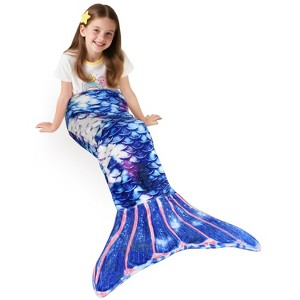 Catalonia Kids Flannel Blanket Mermaid Tail, Ultra Soft Plush Sleeping Bag Snuggle Blanket for Girl Toddlers, Cozy Gift - 1 of 4
