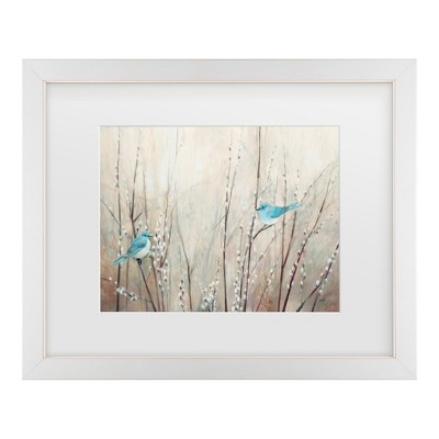 Pretty Blue Birds on Canvas with White Frame, 13'' x 16''