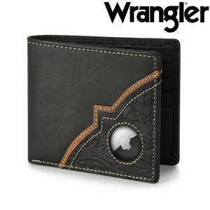 Wrangler Men’s Bifold Slim RFID Blocking Wallet, Genuine Leather, Casual Everyday 11-22 Card Capacity with AirTag Holder Window, Gift Ideas for Him - 1 of 4