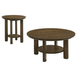 Coaster,Ottowa 2-piece Round Wood Coffee Table Set - 1 of 4
