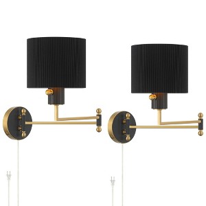 Possini Euro Design Possini Euro Rumi 13 1/4"H Gold Swing-Arm Plug-In Wall Lamp Set of 2 - 1 of 4