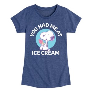 Girls' - Peanuts - You Had Me At Ice Cream Fitted Short Sleeve Graphic T-Shirt - 1 of 4