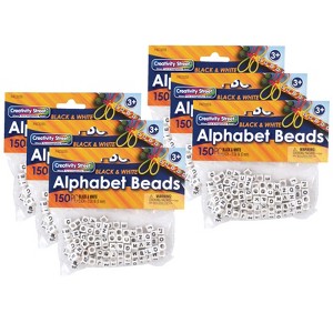 Creativity Street Alphabet Beads, Black & White, 6 mm, 150 Per Pack, 6 Packs - 1 of 3