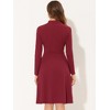 Allegra K Women's Work Sheath Tie Neck Knit Long Sleeve Midi Dress - 3 of 4