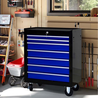 NicBex 7-Drawer Rolling Tool Chest Cabinet Mobile Tool Cart with Wheels and Storage for Garage and Warehouse