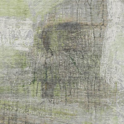 HomeRoots 5' X 8' Artichoke Green And Ivory Abstract Washable Indoor Outdoor Area Rug