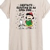 Women's - Peanuts - Snoopy and Lucy Chestnuts Roasting Carol Oversized Graphic T-Shirt - 2 of 4