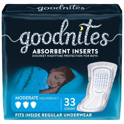 Goodnites Absorbent Bedwetting Underwear Inserts for Boys,  One Size (33ct)