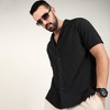 Campus Sutra Men Men's Charcoal Black Self-Design Striped Shirt - 2 of 3