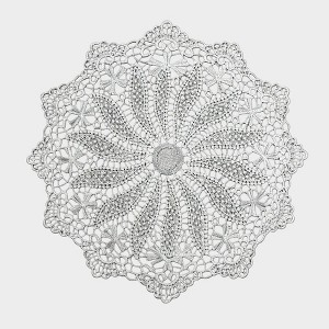 Anna-Kaci 4 Set Round Crochet Lace Placemats with Floral Pattern 11.8 in - White - 1 of 4