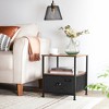 Nightstand, 3-Tier Bedside Table with Drawer, 2 Shelves, Fabric Drawer Dresser, Industrial End Table, for Hallway, Closet, Rustic Brown and Black - 2 of 4