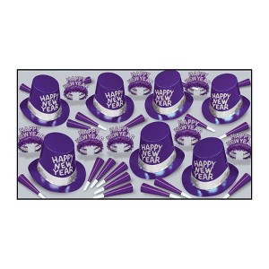 Beistle New Year Purple Passion Assortment for 50 guests includes 100 items Purple - 1 of 2