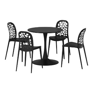 WestinTrends Playa 5-Piece Outdoor Indoor Metal Patio Dining Table Set With Stackable Polypropylene Patio Side Chairs - 1 of 4