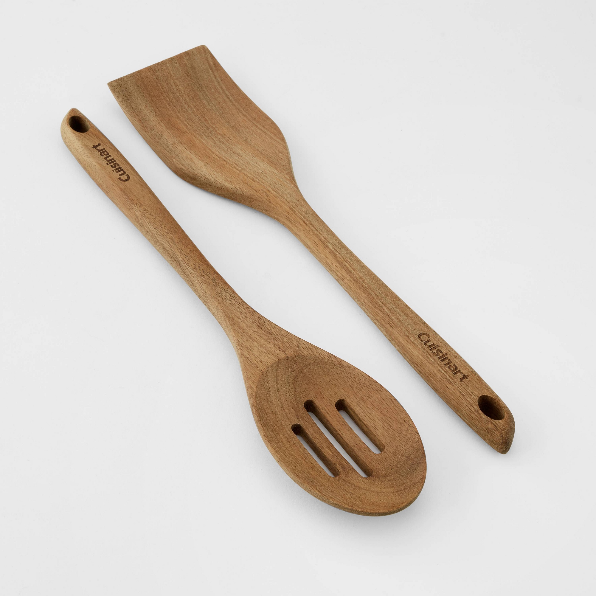 Cuisinart 2pc Acacia Tool Set Natural Wood: Wooden Cooking Utensils, Slotted Spoon & Turner, Hand Wash, Adult Use
