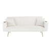 74.01" Corduroy 3-Seater Sofa Bed with 2 Pillows, Metal Feet & Cup Holders - 3 of 4