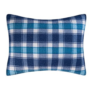 C&F Home 20" x 26" Brice Blue Plaid Cotton Standard Sham - Machine Washable - 1 of 2