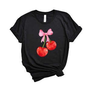 Simply Sage Market Women's Coquette Cherries Short Sleeve Graphic Tee - 1 of 3