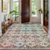 Washable Neutral Area Rug Boho Vintage Floral Retro Geometric Non Slip Low Pile Carpet for Living Room Bedroom - 2 of 4
