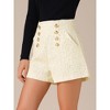 INSPIRE CHIC Women's Tweed Plaid Button Front High Waist Wide Legs Office Elegant Shorts - 2 of 4