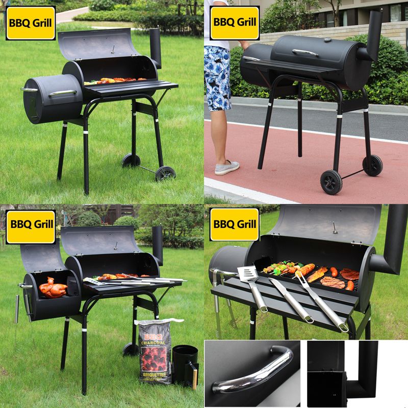 SKONYON BBQ Grill Charcoal Barbecue Pit Meat Cooker Smoker Outdoor Patio Backyard Black, 5 of 9